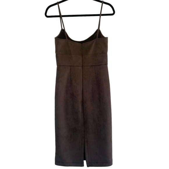 BCBG MaxAzria Brown Faux Suede Sheath Bodycon Midi Dress Size S - Picture 3 of 8